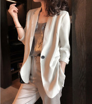 Brand discount store mall counter withdrawal cabinet womens tail cargo clearance acetate satin small suit jacket womens seven-point sleeve