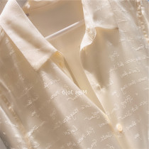 Shenxian Yan value early spring new letter jacquard silk shirt white professional commuter long sleeve silk shirt Women