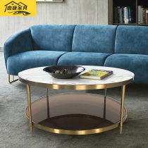 Round minimalist living-room white marble double table tea table Home living room sofa Several Nordic stainless steel tea table