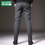 木林森 Осенние трендовые черные штаны, 2024 года, в корейском стиле, облегающий крой