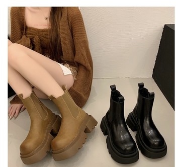2025 new winter solid color black brown chelsea martin boots short boots british style casual fashion women's boots