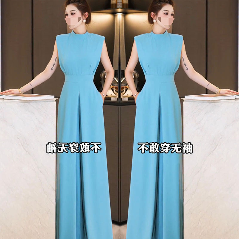 2025 Summer Fashion New Style Simple and Elegant High-Waisted Slim-Fit Sleeveless Jumpsuit for Women 2025 Summer Fashion New Style Simple and Elegant High-Waisted Slim-Fit Sleeveless Jumpsuit for Women