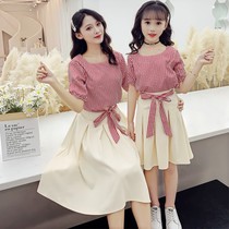 Girls' mother and daughter suit summer suit 2022 new foreign gas net red princess skirt super fairy long girl