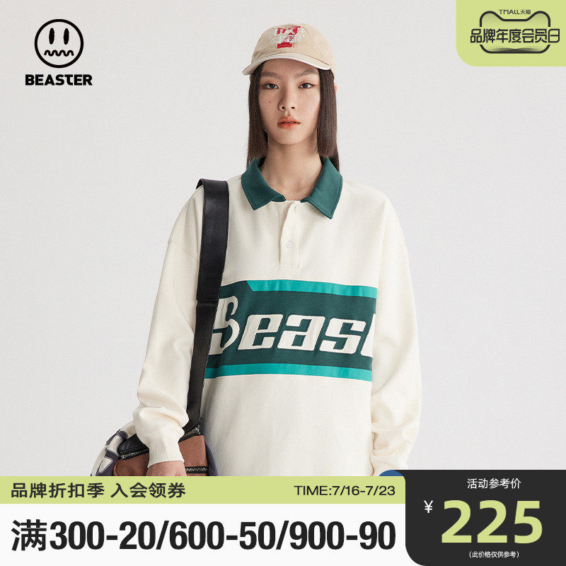 BEASTER WAVE Little Devil's Face Turned Polo Shirt American Vintage College Wind Fashion Casual Blouse Women