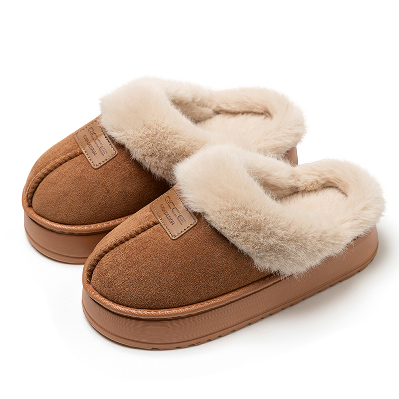 【清臣】新款翻半包跟加绒保暖棉拖