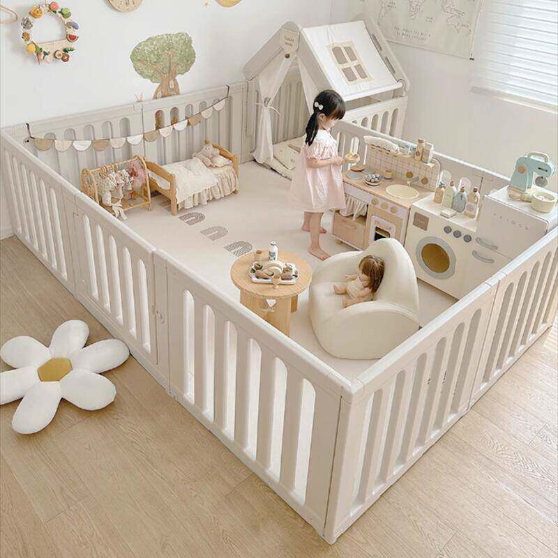 贝易彩虹地围栏宝宝婴儿爬爬垫围栏一体室内早教游戏防护栏秋千
