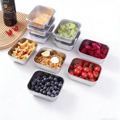 【冰箱收纳】不锈钢保鲜盒带盖方盘冰箱收纳盒盘子野餐盒饺子方盒