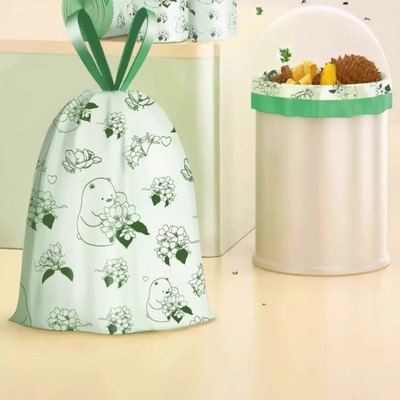 印花抽绳垃圾袋家用客厅手提式塑料袋宿舍拉级袋