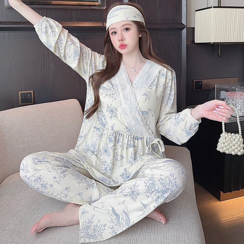 莫代尔月子服女夏薄款5月份6产后产妇哺乳期睡衣春秋季孕妇家居服