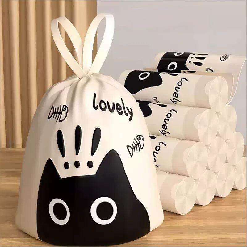 加厚大号垃圾袋家用抽绳手提式厨房自动收口不脏手塑料袋Y4