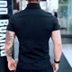 Summer boys sports POLO shirt short-sleeved stand-up collar zipper casual solid color elastic muscle fitness brother tops