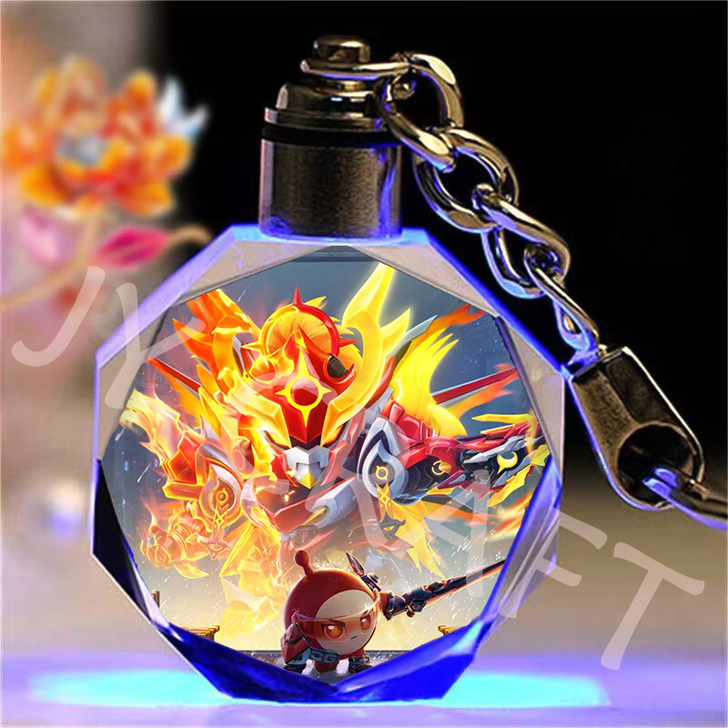Egg Party Crystal Keychain Backpack Small Pendant Decoration Peripheral Dragon Soul War God Glowing Figure Pendant Gift