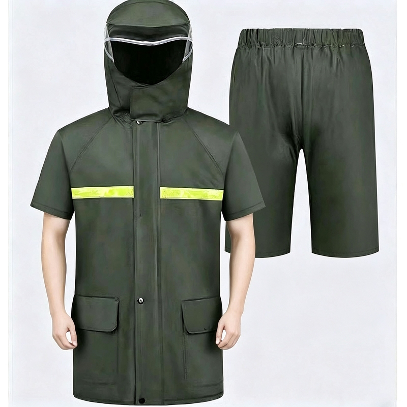 Summer Short-Sleeved Raincoat Split Set, Rainproof and Waterproof for Electric Bike Riding, Thickened Full-Body Protection Against Heavy Rain for Men and Women Summer Short-Sleeved Raincoat Split Set, Rainproof and Waterproof for Electric Bike Riding, Thickened Full-Body Protection Against Heavy Rain for Men and Women