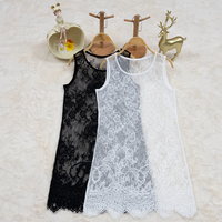 Lace base skirt women's suspender black dress vest long new white mesh lace skirt hem versatile