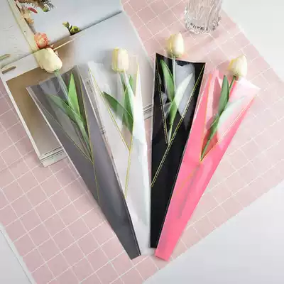 Translucent Golden Triangle single rose bag Bouquet packaging bagged rose flower bag Wrapped flower material Florist