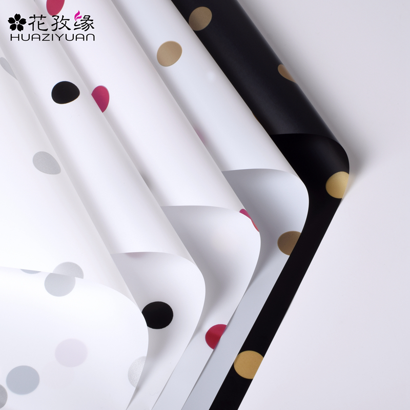 Wave point caramel film bag flower lining paper dot flower wrapping paper bouquet material waterproof floral flower shop materials