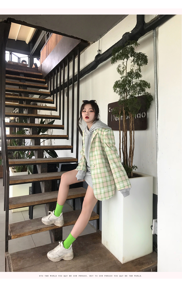 Bộ đồ kẻ sọc 2018 mới của mùa thu nữ thời trang giản dị tay dài nhỏ phù hợp với phiên bản Hàn Quốc của áo khoác cotton rộng sang trọng vest nữ công sở