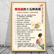Traditional Chinese medicine health hall decoration wall chart Fifteen manifestations of cold and wet weight Poster cold detoxification silt plug publicity wall painting
