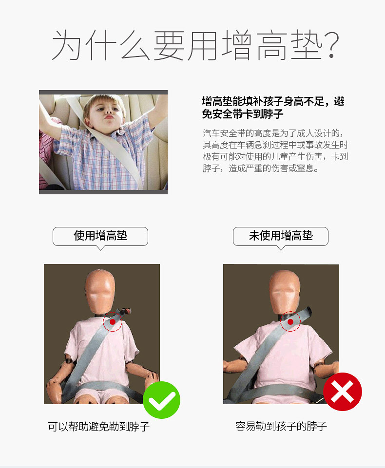 贝欧科 儿童安全座椅增高垫 适合3-12岁 图3