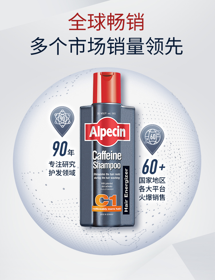 德国原瓶进口 欧倍青Alpecin C1 咖啡因防脱发洗发水 375ml 图11