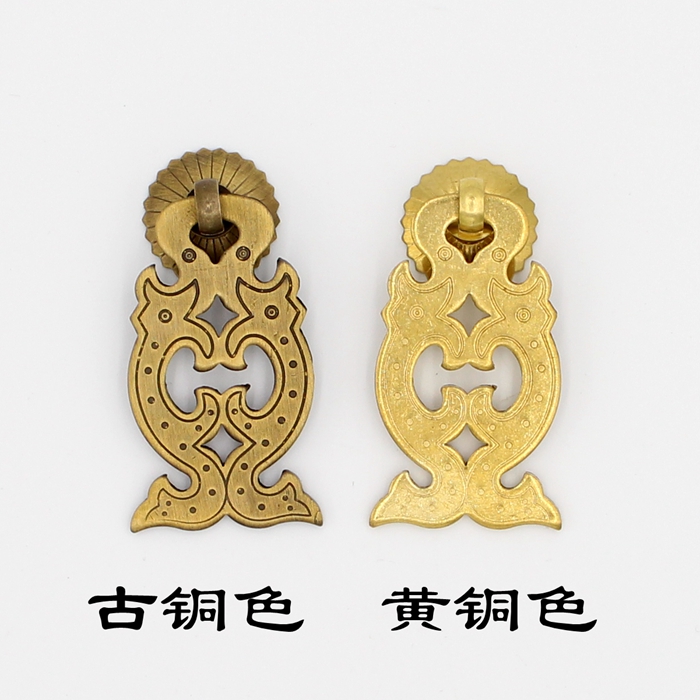 Pure copper antique Chinese style drawer copper handle cabinet door furniture traditional Chinese medicine cabinet full copper handle whole cabinet wardrobe bookcase single hole