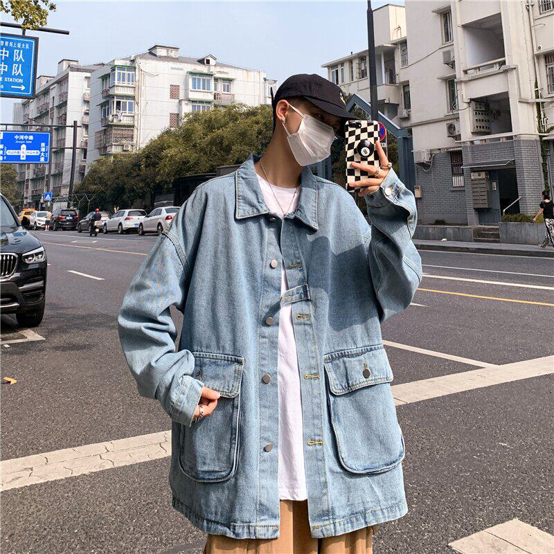 American Retro Denim Jacket Man Spring Autumn Easy Tide Signs Korean version Trend casual Work jacket Men's fall