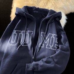 Trendy Spring and Autumn Hooded Sweatshirt for Men ins Lazy Style Loose Zipper Cardigan Trendy Brand Hoodie Couple Jacket