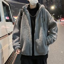 Winter collage lamb wool jacket Fried Street Couple Cotton Clothes Loose Warm Boy Cashmere Baseball Suit of the Year of the Lamb