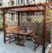 Đặt ban công cây nho chống ăn mòn gỗ giải trí bàn ghế sân vườn vườn carbonized kệ gỗ gazebo đồ gỗ rắn - Bàn ghế ngoài trời / sân