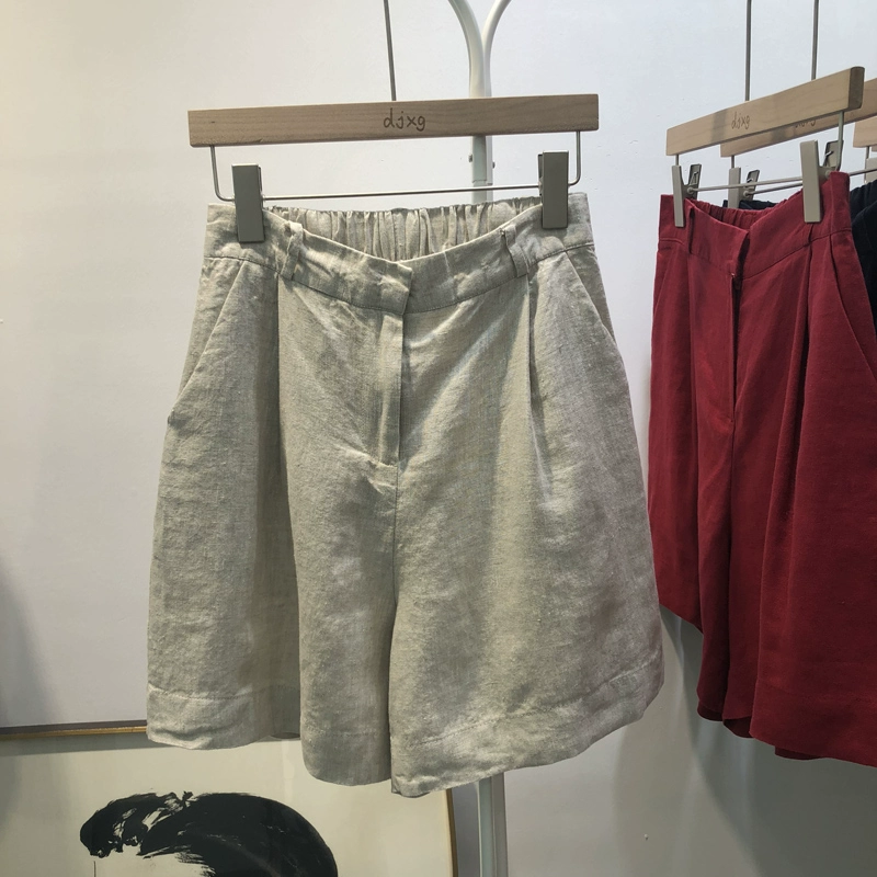 Mùa hè mới Hàn Quốc lỏng lẻo hoang dã nửa thun thun cotton và quần short chân rộng phụ nữ lanh phù hợp với quần lớn - Quần short