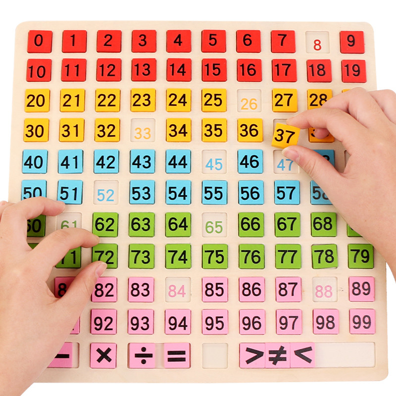 Children's cognitive digital building blocks 1 to 100 digital double-sided kindergarten Qman's early education educational teaching aids hundred grid board