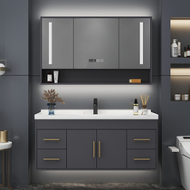 Modern minimalist washbasin cabinet combination solid wood toilet bathroom cabinet combination light luxury washstand small apartment