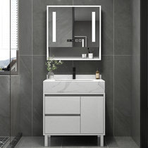 Nordic light luxury rock slab solid wood bathroom cabinet bathroom washbasin washstand hanging washbasin bathroom set combination
