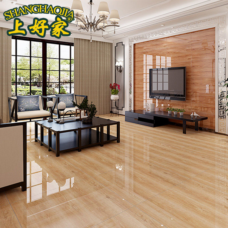 Imitation wood grain brick living room red floor brick 800X800 yellow brown super flat glazed soft light tile full throw glazed tiles