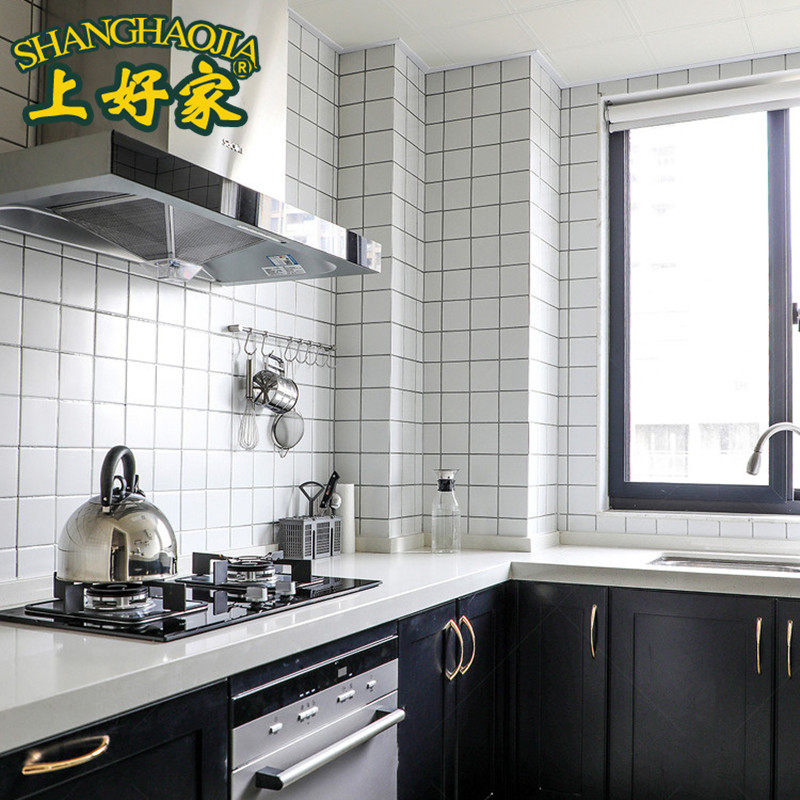 Black and white gray tiles with small white tiles Kitchen toilet wall tile 300X 600 Nordic tile balcony restaurant