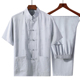 đĩa retro trung niên khóa Tang phù hợp với Trung Quốc gió cũ người đàn ông mùa hè mỏng màu trắng bộ hai mảnh nóng thương hiệu nam nửa tay áo