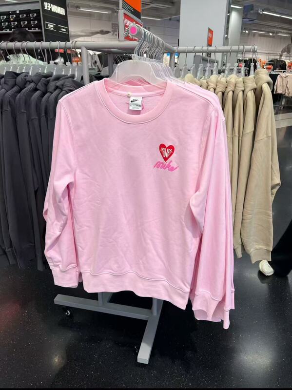 Nike Nike Sweatshirt for Men and Women, Same Style, Valentine's Day Limited Edition Pink Round Neck Top, Sports Pullover Ib8233