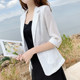 Thin linen suit for women 2024 spring and summer new style small middle-aged three-quarter sleeve cotton and linen small suit white jacket