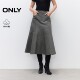 ONLY2025 winter new style washed and aged A-line umbrella hem slim mid-length skirt for women|125216007