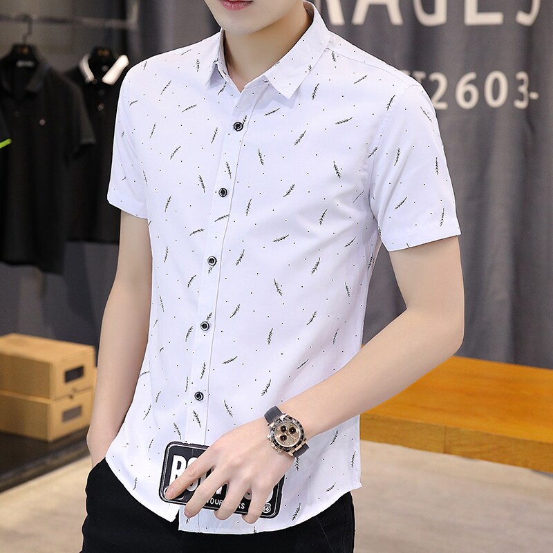 New Strip Shirt Long Sleeve Men Tailored Han Edition Clothes Teen Handsome White Shirt