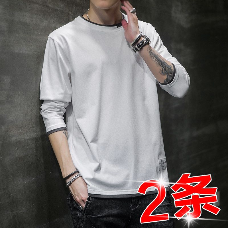 Long sleeve T-shirt men and Korean version of the trend summer ultra-thin in loose tops tide handsome round neck with a blouse