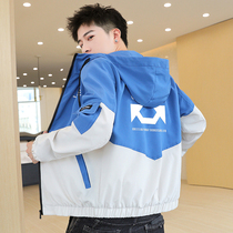 Spring new coat mens jacket Korean trend 2021 spring and autumn tooling hooded casual handsome clothes