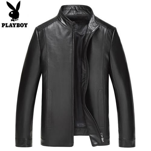Floral Playboy (PLAYBOY) (headlayer sheep leather) genuine leather leather clothing male jacket jacket for men's stand-Taobao