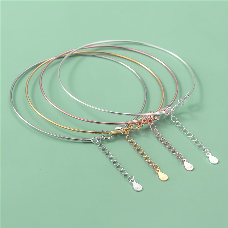 Sterling Silver Gold-Plated Glossy DIY Creative Bracelet Screw Detachable Beaded Pendant Bracelet with Extension Chain Adjustment Bracelet Chain