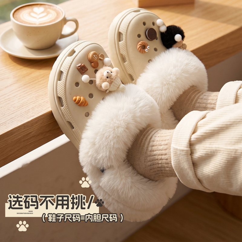 Shoe Clips Suitable for Crocs Clogs, Plush Lining, Thickened and Fleece-Lined, Detachable Winter Cotton Shoe Covers, Cloud Style Shoe Clips Suitable for Crocs Clogs, Plush Lining, Thickened and Fleece-Lined, Detachable Winter Cotton Shoe Covers, Cloud Style