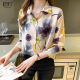 2022 spring and autumn new western style age-reducing printed chiffon shirt long-sleeved ladies shirt high-end temperament small shirt top