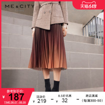 MECITY women dress spring trend elegant cashew gradient color design 100 pleats for long and half body dress 546073