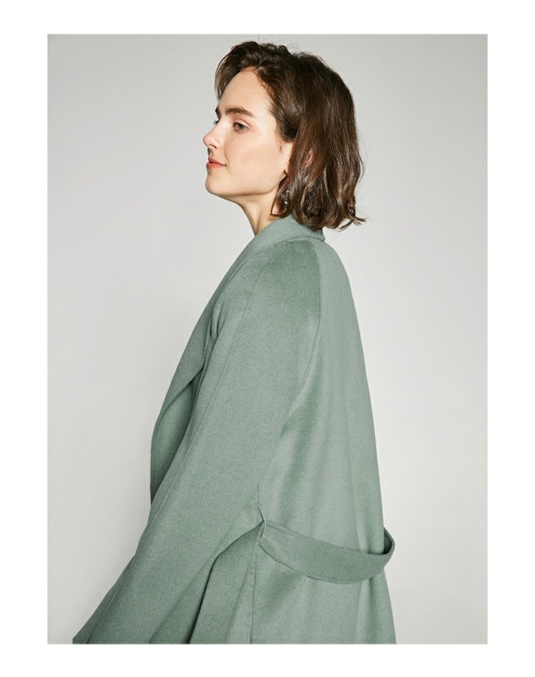 Poly | Wool MECITY Áo khoác nữ có cổ thắt lưng Thắt lưng hai mặt Áo khoác len mẫu áo dạ đẹp
