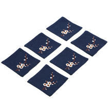 Coaster fabric hand embroidered cotton linen double suction Square small heat insulation mat kung fu tea set Accessories Supplies