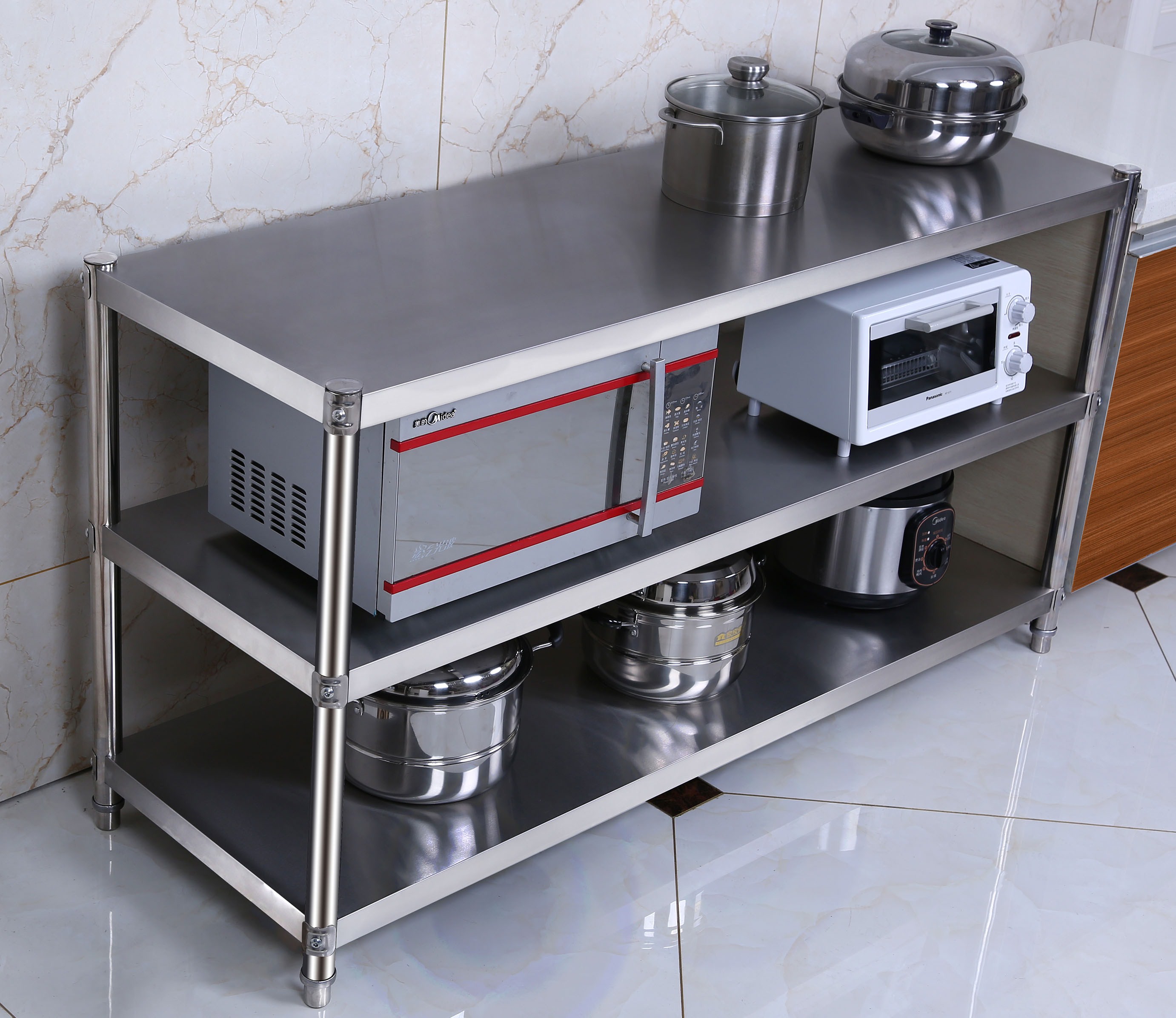 Stainless steel shelves kitchen shelves thickened microwave oven storage rack microwave rack oven rack layer rack